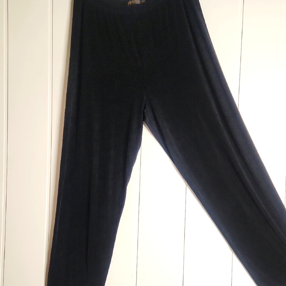 Black Vintage  Jersey Knit Lighyweight Non-wrinkle High Wasited Pull-on Pants